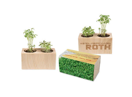 Pflanz-Holz 2er Set mit Samen - Basilikum