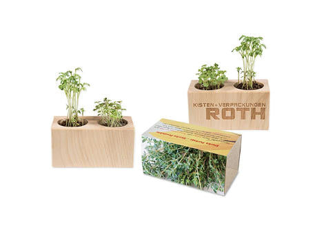 Pflanz-Holz 2er Set mit Samen - Basilikum