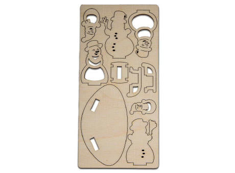 3D Holzpuzzle-Karte - Schneemann-Familie