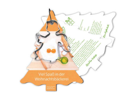 Backförmchen mit Rezeptblock Tannenbaum - Engel - in weihnachtlicher Mappe (neutral)