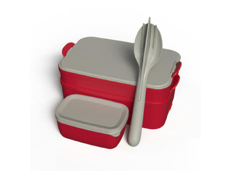 KOZIOL STAKK BENTOBOX READY Bentobox 2l+Liquidsafe Box+Besteckset