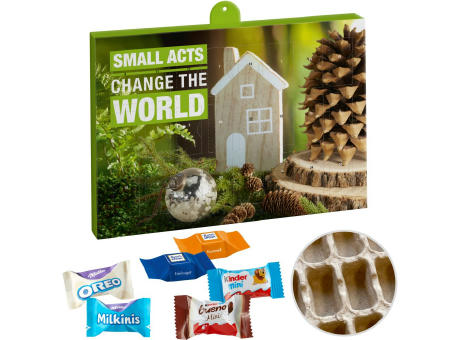 Premium Marken-Adventskalender PAPIER mit Ritter Sport & Milka Favourites Mix & Kinder Schokolade & Kinder Bueno Mix