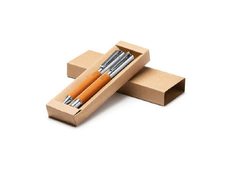KUGELSCHREIBER- UND TINTENROLLER-SET TOMBOL S/BLAUE TINTE GREIGE