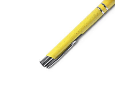 KUGELSCHREIBER AUS METALL/WEIZEN HAYEDO S/BLAUE TINTE YELLOW