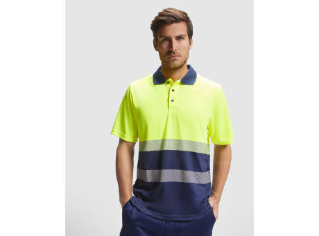 HOCHSICHTBARES POLOSHIRT VEGA S/S NAVY BLUE/FLUOR YELLOW