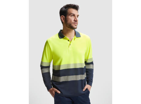 HOCHSICHTBARES LANGÄRMLIGES POLOSHIRT VEGA S/S NAVY BLUE/FLUOR YELLOW