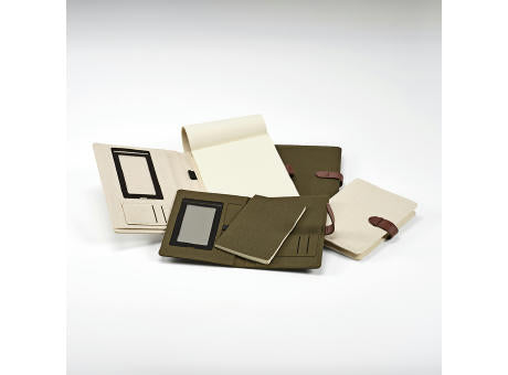 Eliot A4-Mappe aus recyc.Baumwolle. Notizblock mit 64-seitigem FSC®