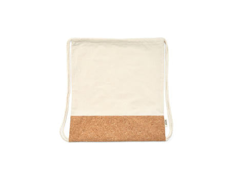 Orizaba Kordelzugbeutel aus recycelter Baumwolle (180 g/m²) und Kork