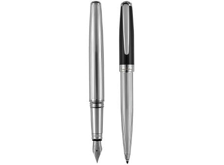 PIERRE CARDIN CHRISTOPHE Schwarz-Chrome Kugelschreiber und Füllfederhalter