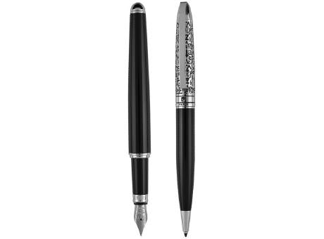 PIERRE CARDIN JACQUES Schwarz-Silber Kugelschreiber und Füllfederhalter