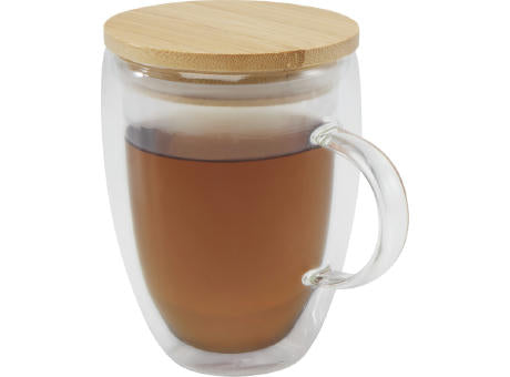 Leona 350 ml Glasbecher mit Bambusdeckel
