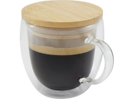 Lenora 250 ml Glasbecher mit Bambusdeckel