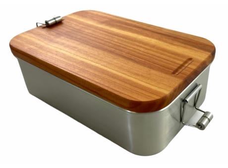 Edelstahl Lunchbox mit Kirschholzdeckel