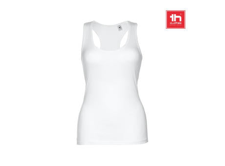 THC TIRANA WH. Ärmelloses Damen-T-Shirt aus Baumwolle. Farbe Weiß