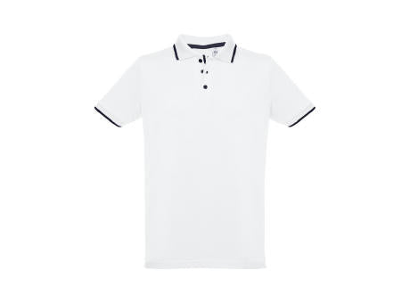 THC ROME WH. Zweifarbiges Baumwoll-Poloshirt für Männer. Weiße Farbe
