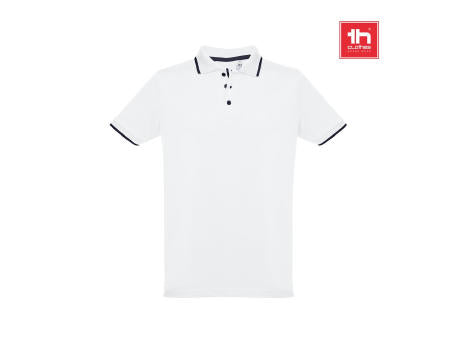 THC ROME WH. Zweifarbiges Baumwoll-Poloshirt für Männer. Weiße Farbe