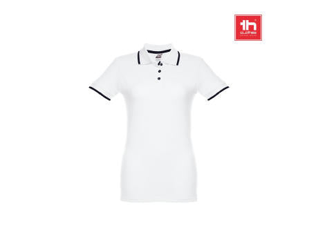 THC ROME WOMEN WH. Zweifarbiges Baumwoll-Poloshirt für Damen