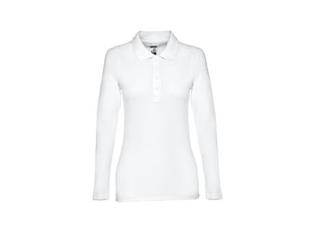 THC BERN WOMEN WH. Langärmeliges Poloshirt für Damen aus kardierter Baumwolle