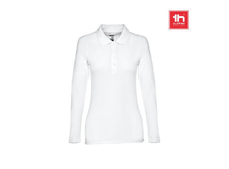 THC BERN WOMEN WH. Langärmeliges Poloshirt für Damen aus kardierter Baumwolle