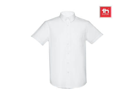 THC LONDON WH. Kurzärmeliges Herren-Oxford-Hemd. Weiße Farbe