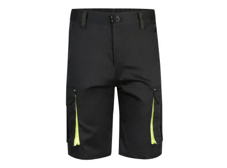 VL HEMERA. Zweifarbige Stretch-Bermudashorts mit mehreren Taschen (240 g/m²) aus Baumwolle (46 %), EME (38 %) und Polyester (16 %)