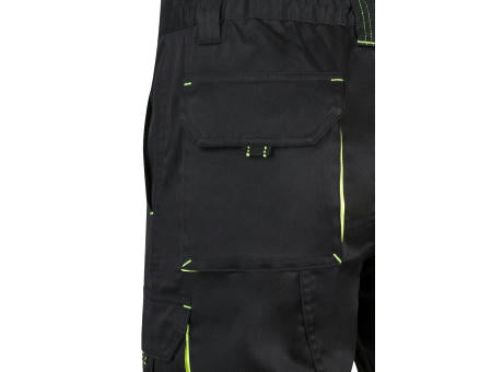 VL HEMERA. Zweifarbige Stretch-Bermudashorts mit mehreren Taschen (240 g/m²) aus Baumwolle (46 %), EME (38 %) und Polyester (16 %)