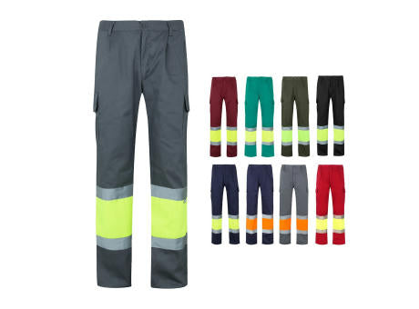 VL ATHENA. Zweifarbige Hose aus Twill (210 g/m²), gefüttert, mit mehreren Taschen, aus Baumwolle (20%) und Polyester (80%)