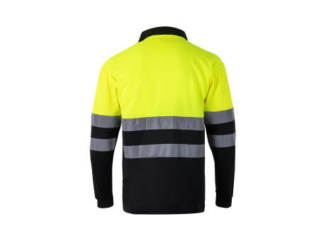 VL VULCAN LARGE. Zweifarbiges Poloshirt im Bird-Eye-Design (160g/m²) mit langen Ärmeln, aus Polyester (100%)