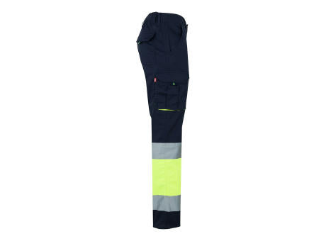 VL ZEUS. Zweifarbige Stretch-Hose mit mehreren Taschen (240 g/m²), aus Baumwolle (46 %), EME (38 %) und Polyester (16 %)