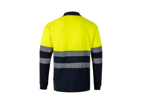 VL PLUTO LARGE. Zweifarbiges Piqué-Poloshirt (150g/m²) mit langen Ärmeln, aus Baumwolle (55%) und Polyester (45%)