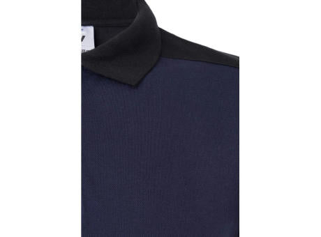 VL VELES. Zweifarbiges Stretch-Piqué-Poloshirt (200 g/m²) mit kurzen Ärmeln, aus Polyester (96 %) und Elastan (4 %)