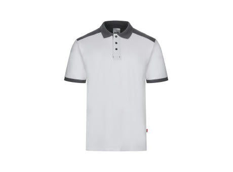 VL VELES. Zweifarbiges Stretch-Piqué-Poloshirt (200 g/m²) mit kurzen Ärmeln, aus Polyester (96 %) und Elastan (4 %)
