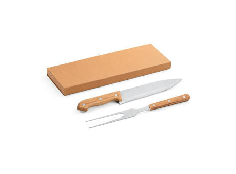 SALSA. Grill-Set aus Bambus und Edelstahl 2-teilig bestehend aus einer Grillgabel und einem Messer