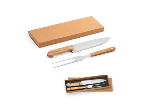 SALSA. Grill-Set aus Bambus und Edelstahl 2-teilig bestehend aus einer Grillgabel und einem Messer