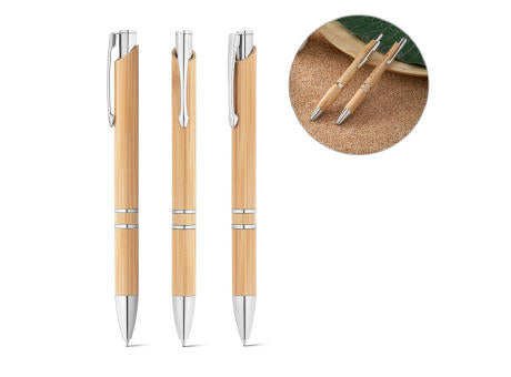 BETA BAMBOO. Kugelschreiber aus Bambus mit Clip und Details aus Metall