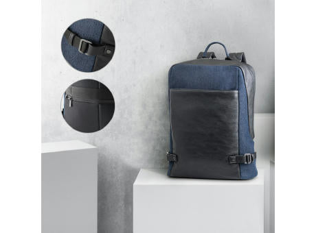 DIVERGENT BACKPACK I. Laptop-Rucksack bis zu 15.6'' aus Denim und PU