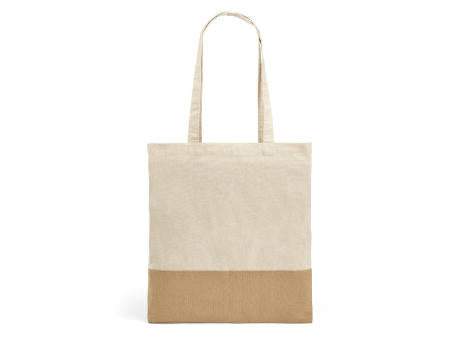 MERCAT. Tasche aus 100% Baumwolle (160 g/m²) mit Details aus Jute-Imitat