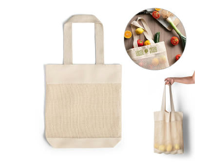 MUMBAI. Tragetasche mit Mesh aus 100% Baumwolle (180 g/m²)