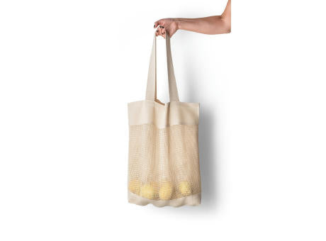 MUMBAI. Tragetasche mit Mesh aus 100% Baumwolle (180 g/m²)