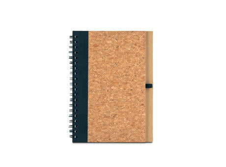 VICENTE. B6-Notizbuch aus Kork und Recyceltes Polyester (100% rPET) mit Kugelschreiber