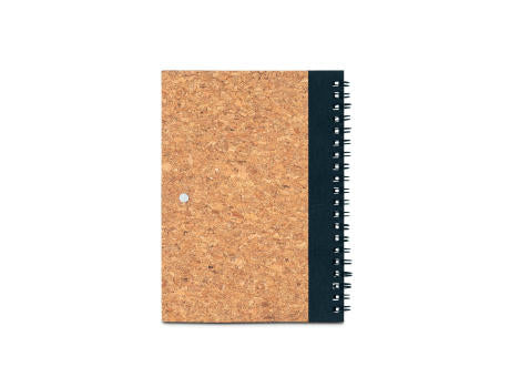 VICENTE. B6-Notizbuch aus Kork und Recyceltes Polyester (100% rPET) mit Kugelschreiber