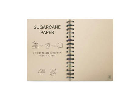 PROUST. A5 Notizbuch mit Ringen, fester Einband, aus Zuckerrohrpapier (80% zuckerrohr) mit unbedruckte Seiten