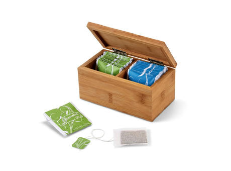 BURDOCK. Teebox aus Bambus mit 2 Fächern und einem Magnetverschluss