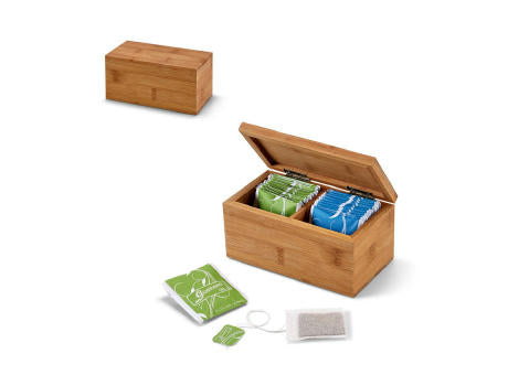 BURDOCK. Teebox aus Bambus mit 2 Fächern und einem Magnetverschluss