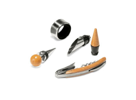MORETO. 4-teiliges Weinset aus Bambus, Edelstahl und ABS