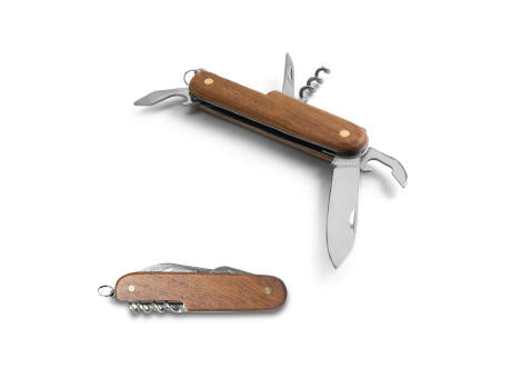 BELPIANO. Multifunktions-Taschenmesser aus Edelstahl und Holz