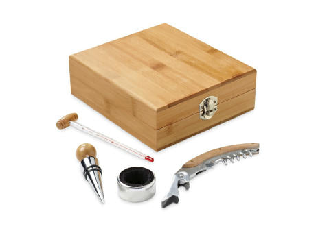 CABERNET. Weinset aus Bambus, Edelstahl, Glas und ABS