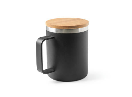 LAUDA. Becher aus 90% recyceltem Edelstahl mit Bambusdeckel 420 mL