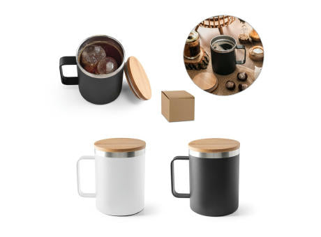 LAUDA. Becher aus 90% recyceltem Edelstahl mit Bambusdeckel 420 mL
