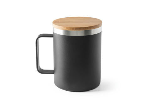 LAUDA. Becher aus 90% recyceltem Edelstahl mit Bambusdeckel 420 mL
